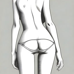 A detailed and artistic illustration of a woman wearing a tight thong