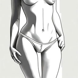 A detailed and artistic illustration of a woman wearing a tight thong