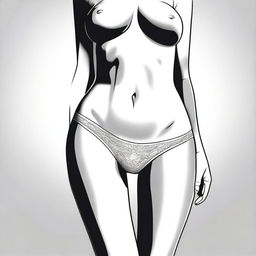 A detailed and artistic illustration of a woman wearing a tight thong