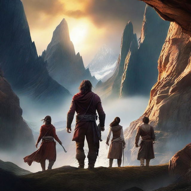 A captivating and visually stunning movie poster showcasing the main characters in an epic adventure