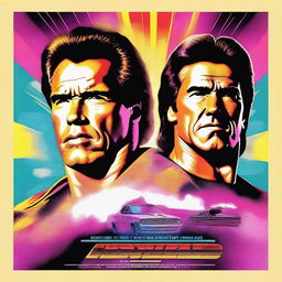Create an eighties-style movie poster featuring Arnold Schwarzenegger and Jose Coronado