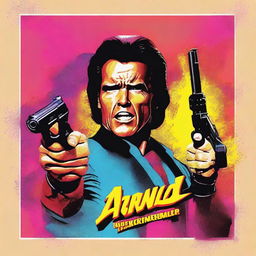 Create an eighties-style movie poster featuring Arnold Schwarzenegger and Jose Coronado