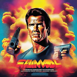 Create an eighties-style movie poster featuring Arnold Schwarzenegger and Jose Coronado