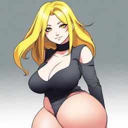 A woman with yellow hair and an exaggeratedly large and sexy butt