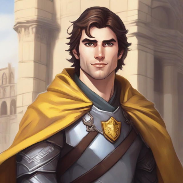 A non-realistic Dungeons & Dragons painting style art of Jacob Elordi smiling with a raised eyebrow