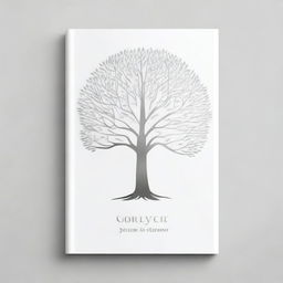 Book cover with a simple, silver foil outline of a tree or a path, symbolizing growth and progress