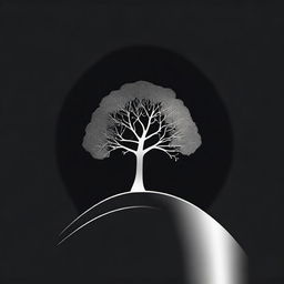 A simple, silver foil outline of a path leading to a tree, symbolizing growth and progress