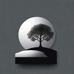 A simple, silver foil outline of a path leading to a tree, symbolizing growth and progress