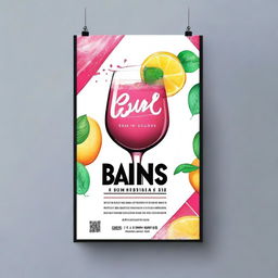 Create a vibrant and eye-catching poster for the grand opening of BUNS & BOTTLES cocktail bar in Warsaw