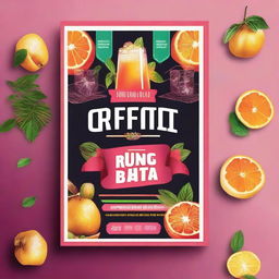 Create a vibrant and eye-catching poster for the grand opening of BUNS & BOTTLES cocktail bar in Warsaw