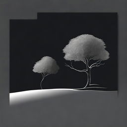 A simple, silver foil outline of a path leading to a tree, symbolizing growth and progress