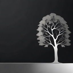 A simple, silver foil outline of a path leading to a tree, symbolizing growth and progress