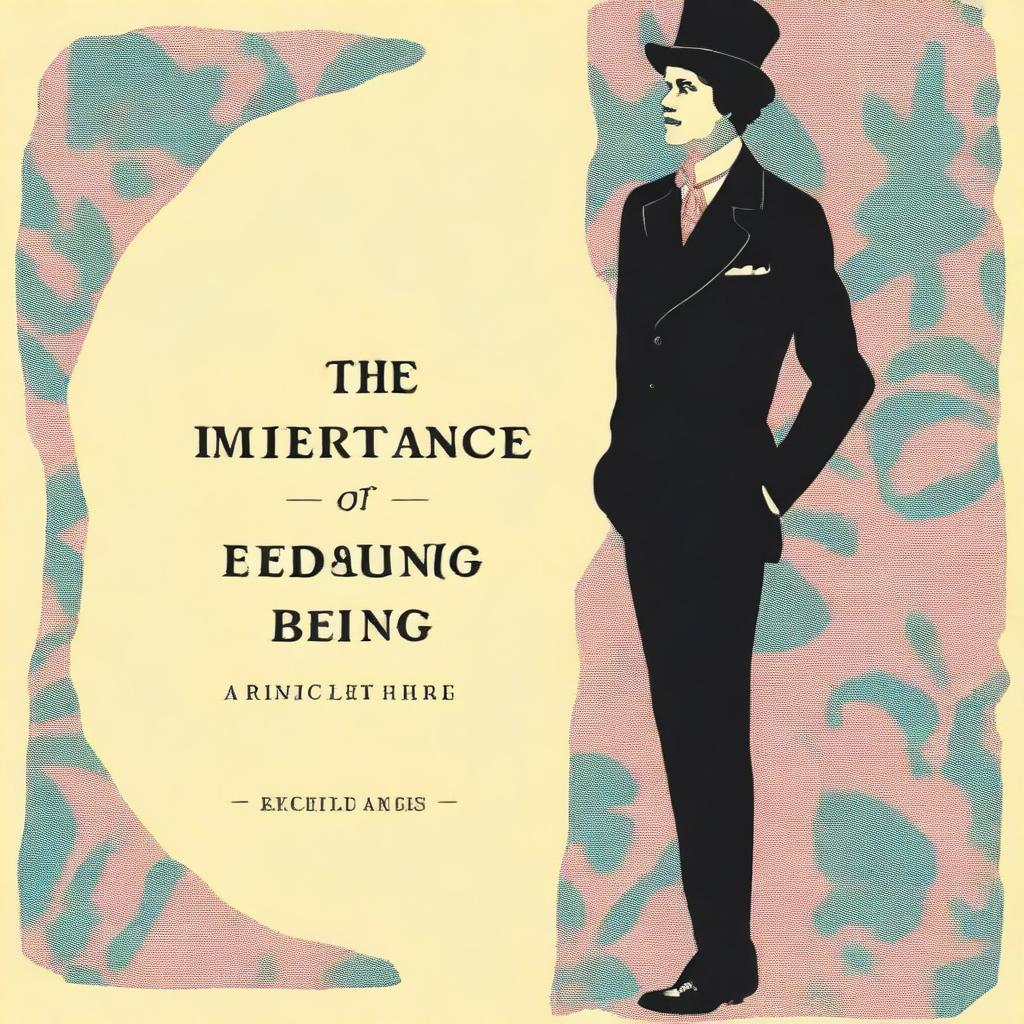 Design a book cover for 'The Importance of Being Earnest' by Oscar Wilde, with a style inspired by 1985