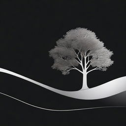 A simple, silver foil outline of a path and a tree, symbolizing growth and progress