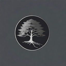 A simple, silver foil outline of a path and a tree, symbolizing growth and progress