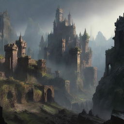 A distant view of a very large kingdom with numerous buildings, cursed with a spell that prevents anyone from leaving