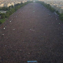 Millions of people gathering in Iran, standing proudly in the freedom square of Tehran, ready for a new revolution.