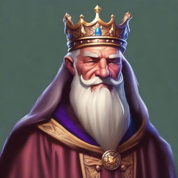 An old king with a wise, kind, and lovable face