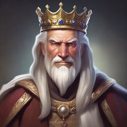 An old king with a wise, kind, and lovable face