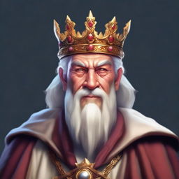 An old king with a wise, kind, and lovable face