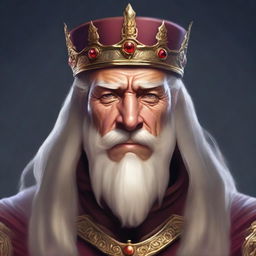 An old king with a wise, kind, and lovable face