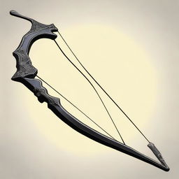 An archery bow made from black obsidian, designed for a mage slayer ranger character in a Dungeons & Dragons game