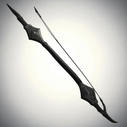 An archery bow made from black obsidian, designed for a mage slayer ranger character in a Dungeons & Dragons game