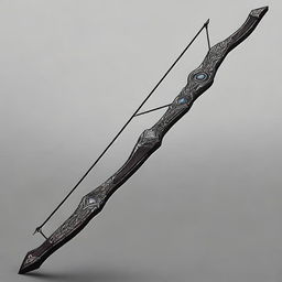 An archery bow made from black obsidian, designed for a mage slayer ranger character in a Dungeons & Dragons game