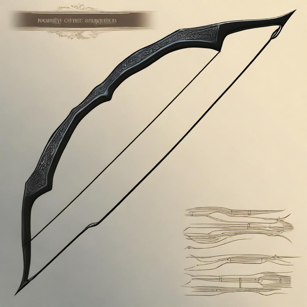 An archery bow crafted from black obsidian, designed for a mage slayer ranger character in a Dungeons & Dragons game