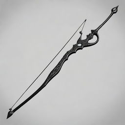 An archery bow crafted from black obsidian, designed for a mage slayer ranger character in a Dungeons & Dragons game