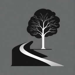 A simple, silver foil outline of a path leading to a tree, symbolizing growth and progress