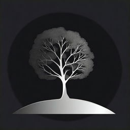 A simple, silver foil outline of a path leading to a tree, symbolizing growth and progress