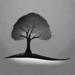 A simple, silver foil outline of a path leading to a tree, symbolizing growth and progress