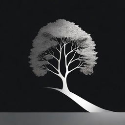 A simple, silver foil outline of a path leading to a tree, symbolizing growth and progress