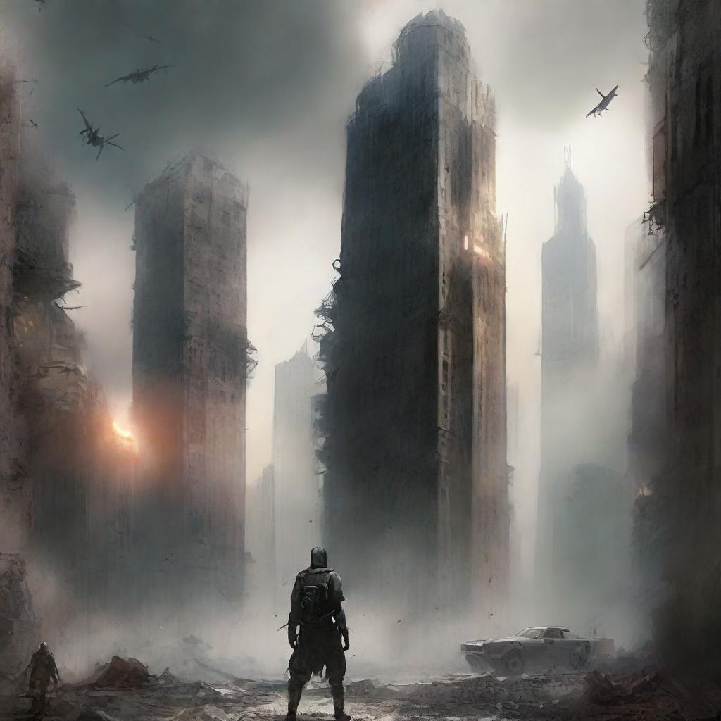 Create an illustration for the back cover of a dystopian novel