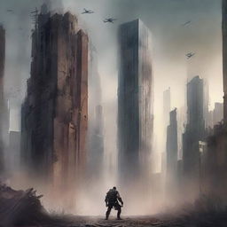 Create an illustration for the back cover of a dystopian novel