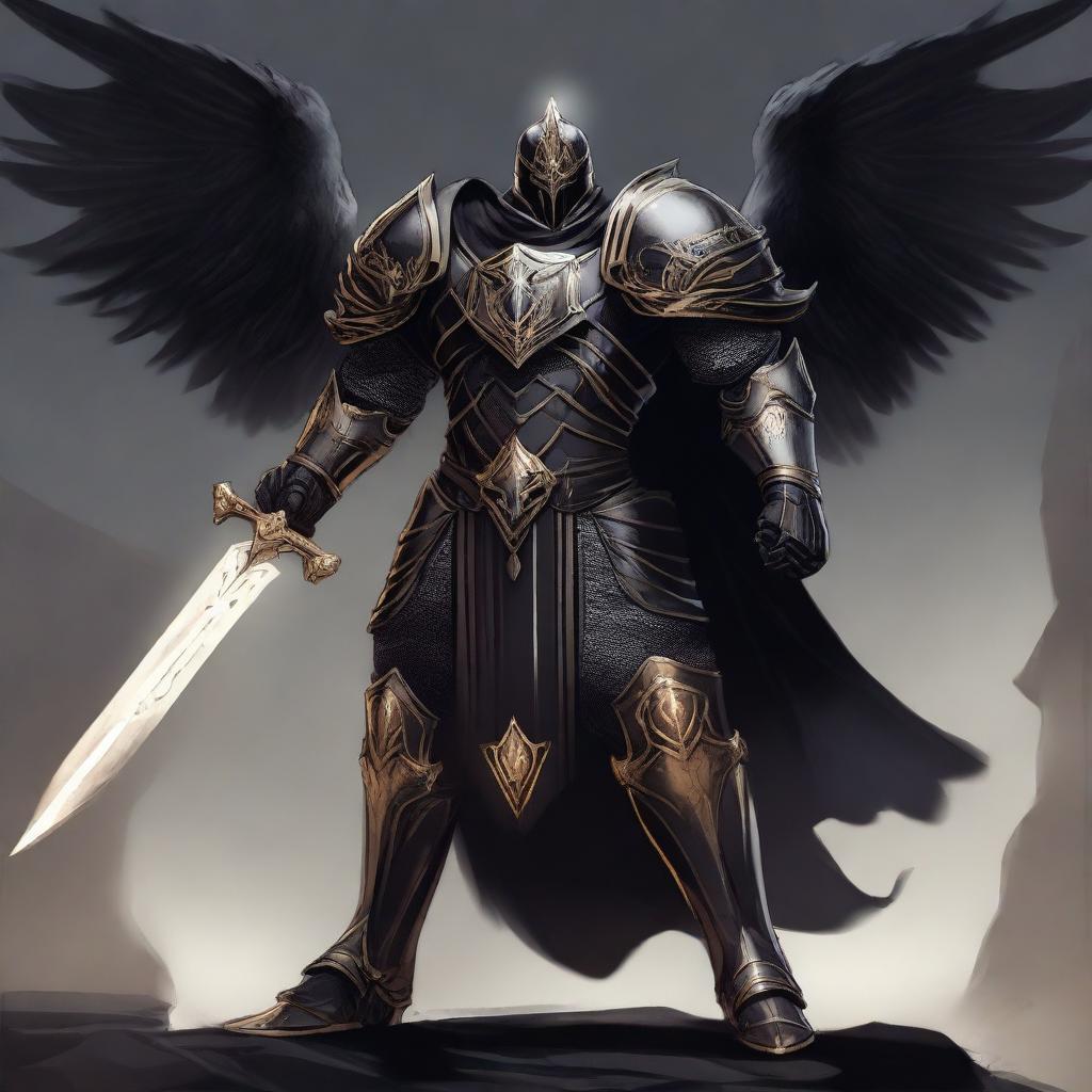 Holy Vengeance: Black Armored Aasimar Paladin