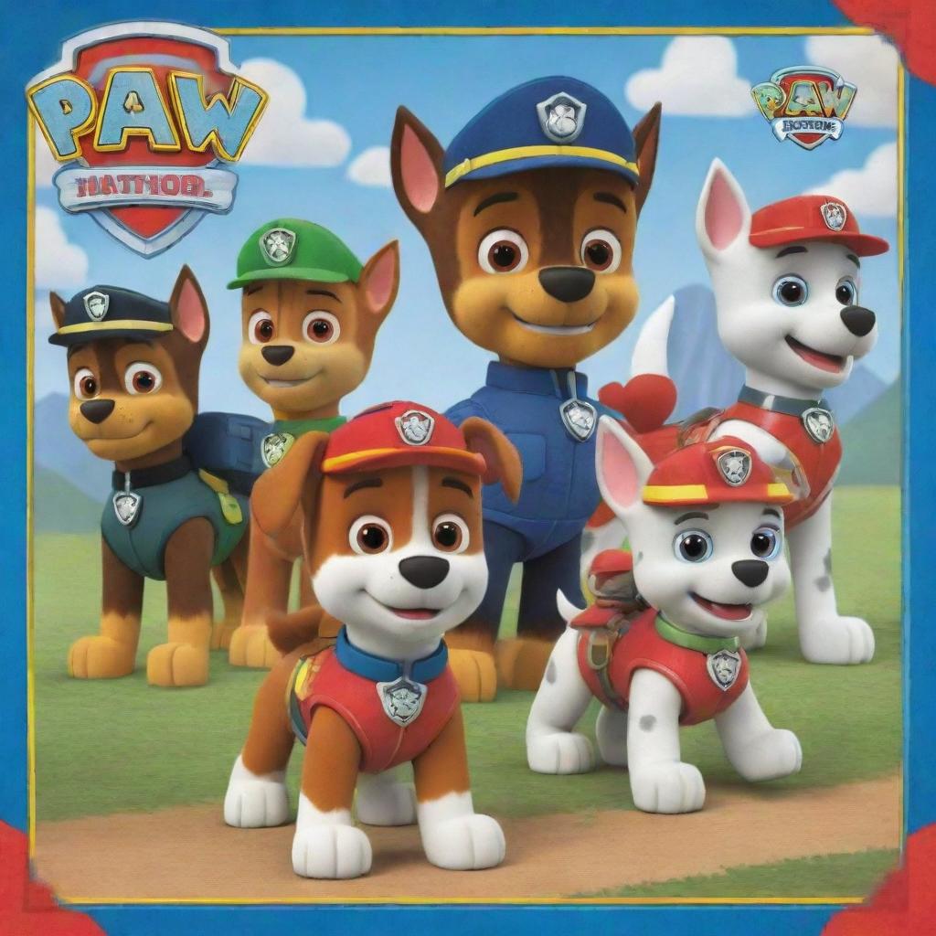 Adapt the existing Paw Patrol picture to create a fun-filled party invitation.