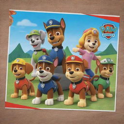 Adapt the existing Paw Patrol picture to create a fun-filled party invitation.