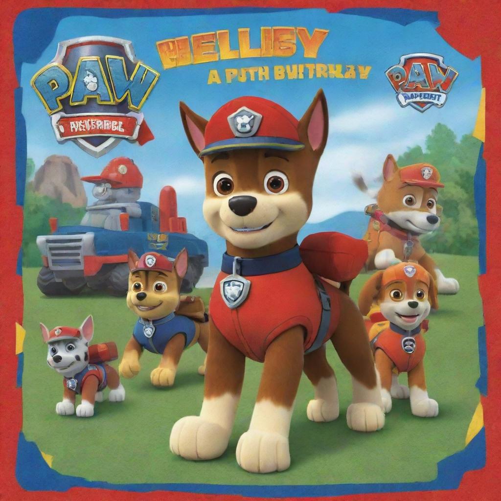 Transform the selected image in the gallery into a thrilling Paw Patrol-themed 7th birthday party invitation.