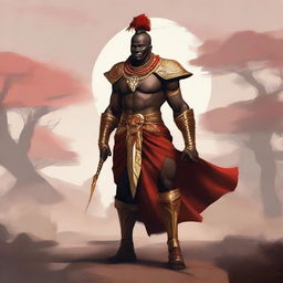 Create a concept art of an African warrior