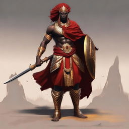 Create a concept art of an African warrior