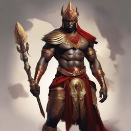 Create a concept art of an African warrior