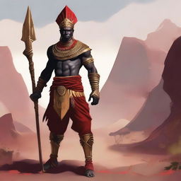 Create a concept art of an African warrior