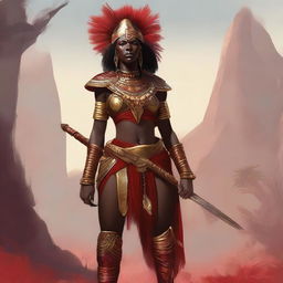 Create a concept art of an African warrior