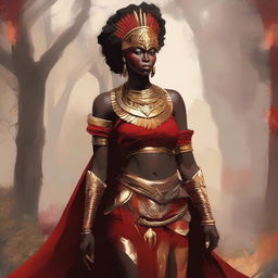 Create a concept art of an African warrior