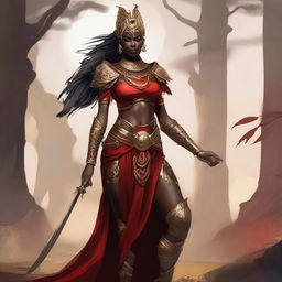 Create a concept art of an African warrior