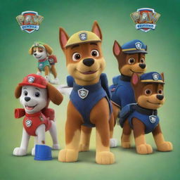 Adapt the chosen photo from the gallery into an exciting Paw Patrol-themed invitation for a 7th birthday party.