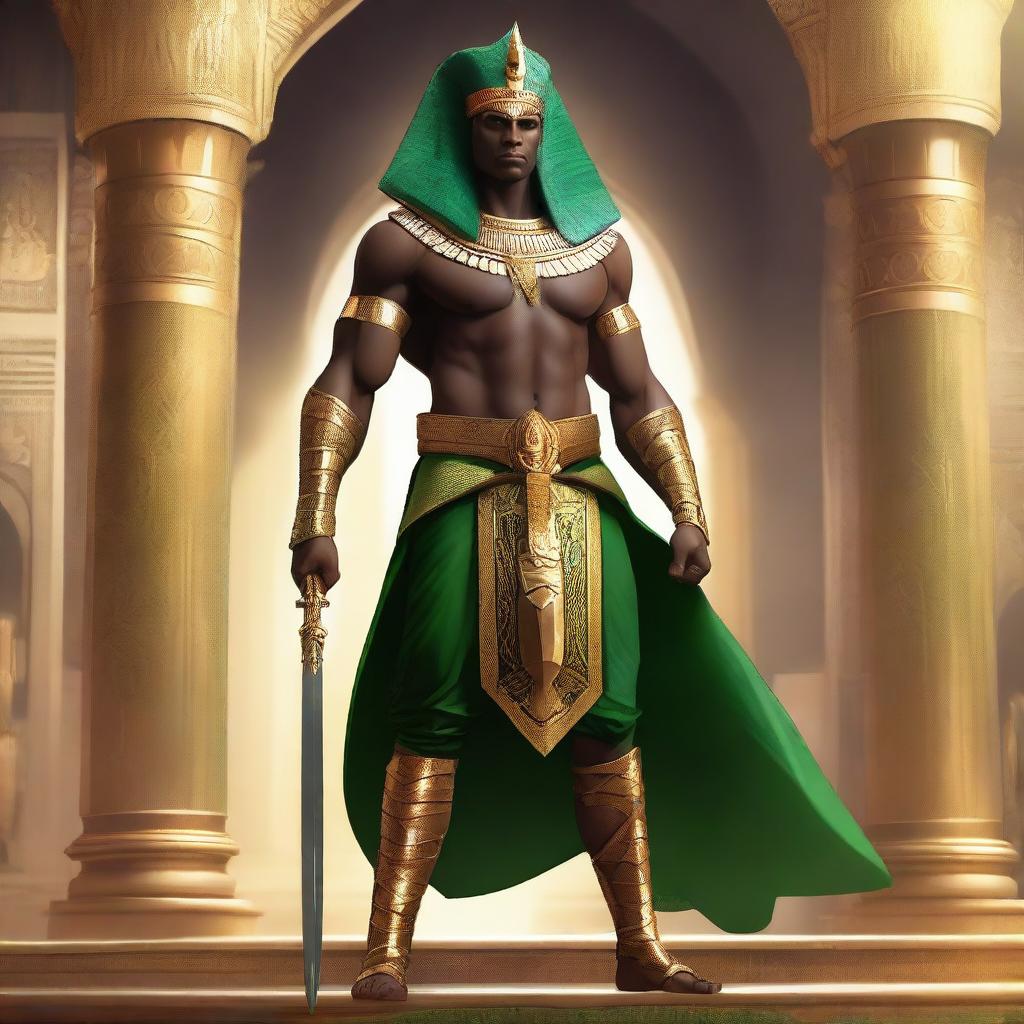 Create a concept art of an African Egyptian warrior