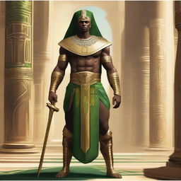 Create a concept art of an African Egyptian warrior